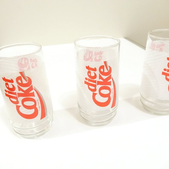 Set of 3 Vintage Diet Coke Glasses - Picture 2 of 6